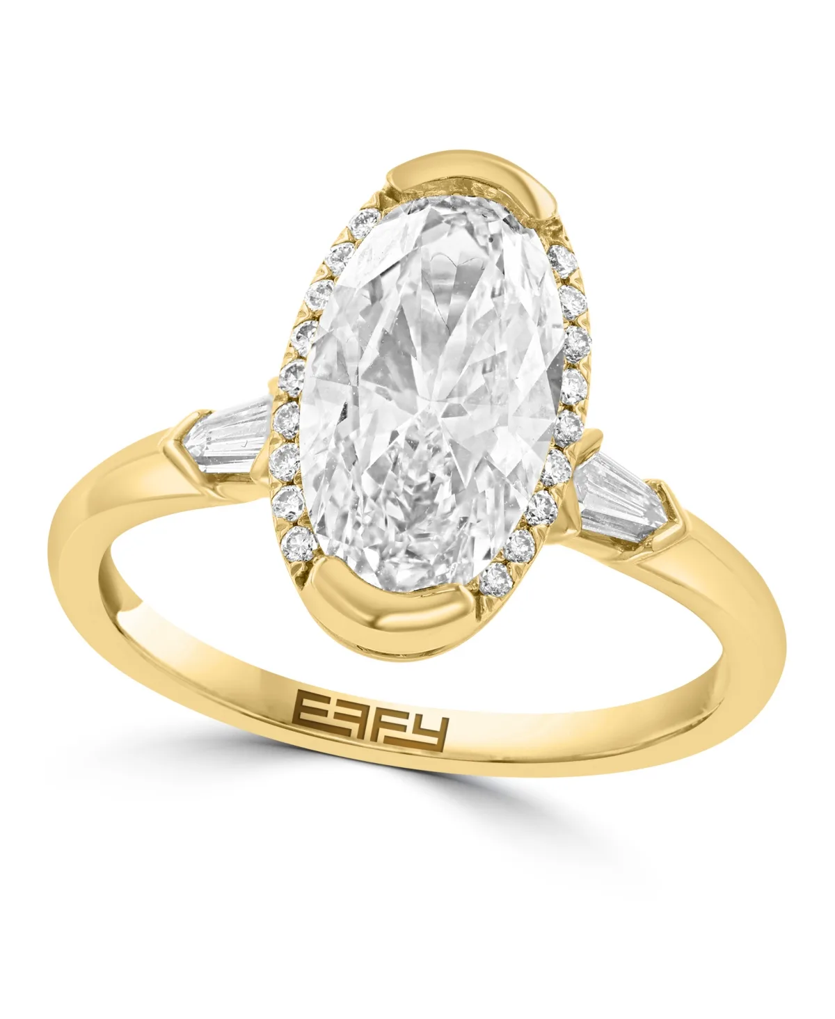 Certified Lab Grown Diamond Oval Ring (2-1/4 ct. t.w.) in 14K Yellow Gold by Effy