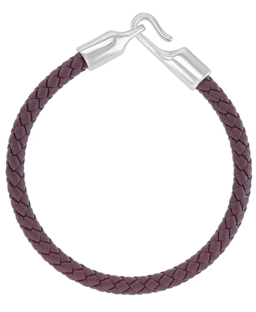 Platinum-Plated Steel Hook Leather Bracelet by Quiksilver