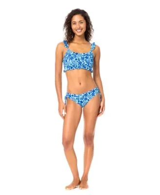 Lily Scoop Neck Printed Swim Bikini Top Luna Side Tie Swim Bottoms by Raisins