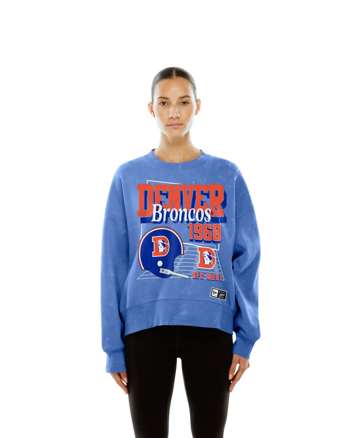 Denver Broncos Throwback Mineral Wash Boxy Fleece Crewneck Sweatshirt by New Era