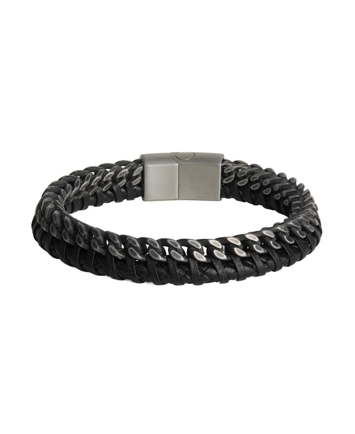 Braided Leather and Stainless Steel Bracelet by Lucky Brand