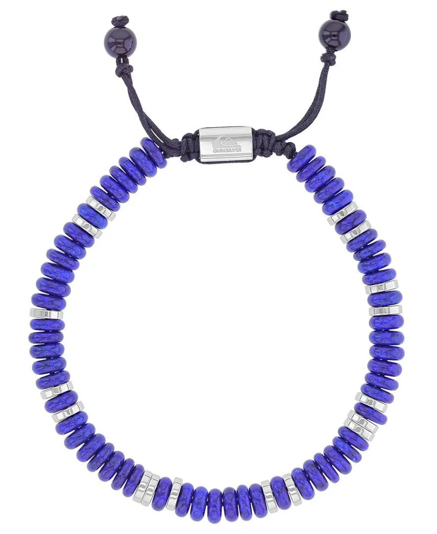 Platinum-Plated Slider Onyx Lapis Adjustable Bracelet by Quiksilver