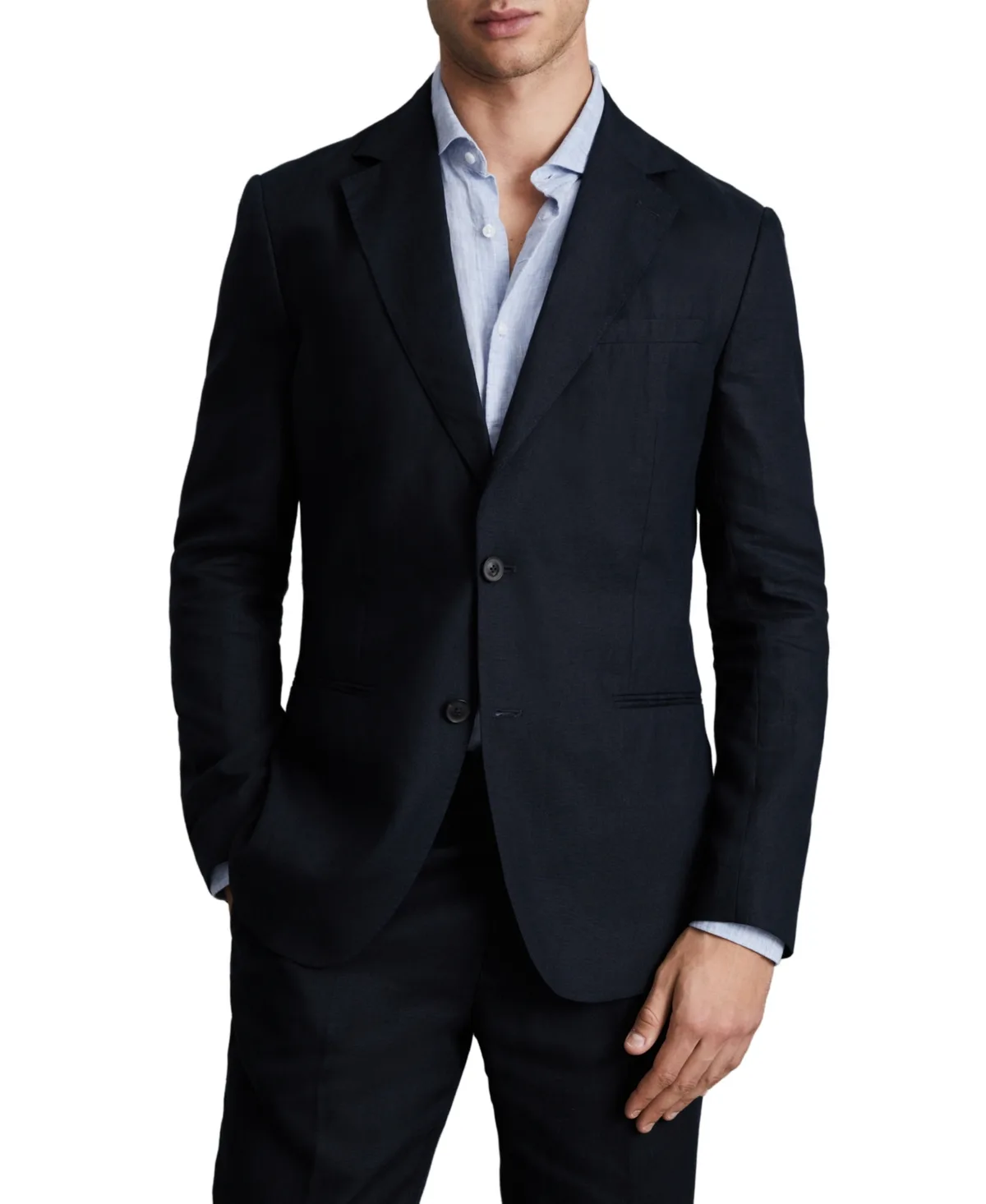Tailored-Fit Single-Breasted Linen Blazer by Reiss