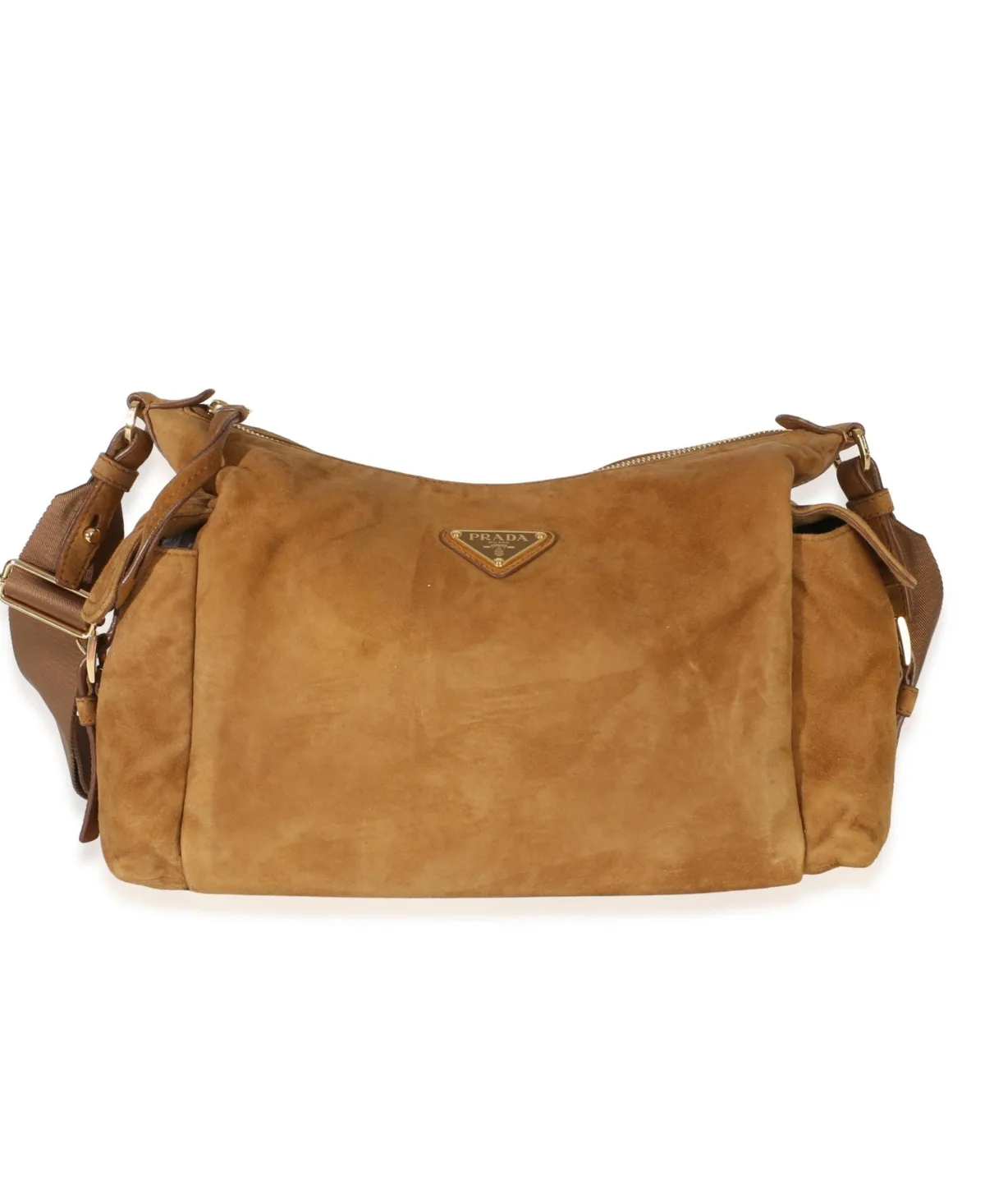 Pre-Owned Prada Brown Suede Large Explore Shoulder Bag by Prada