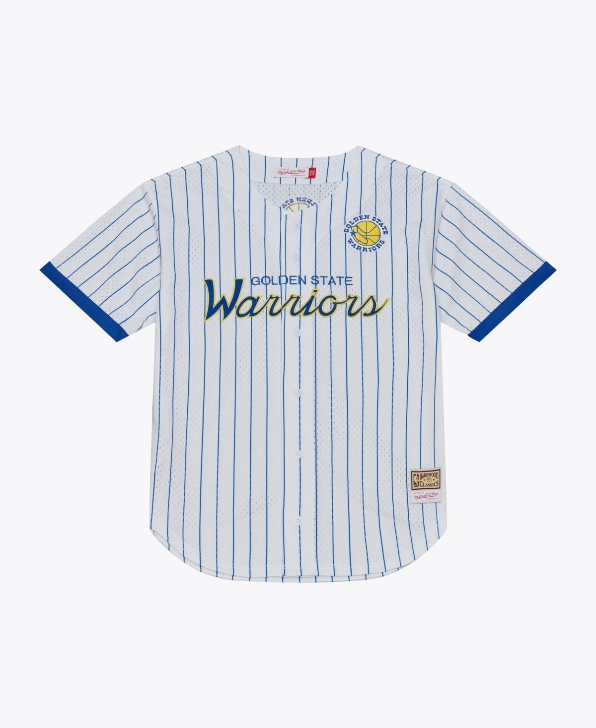 Golden State Warriors Head Coach Pinstripe Mesh Full-Button Baseball Jersey by Mitchell & Ness