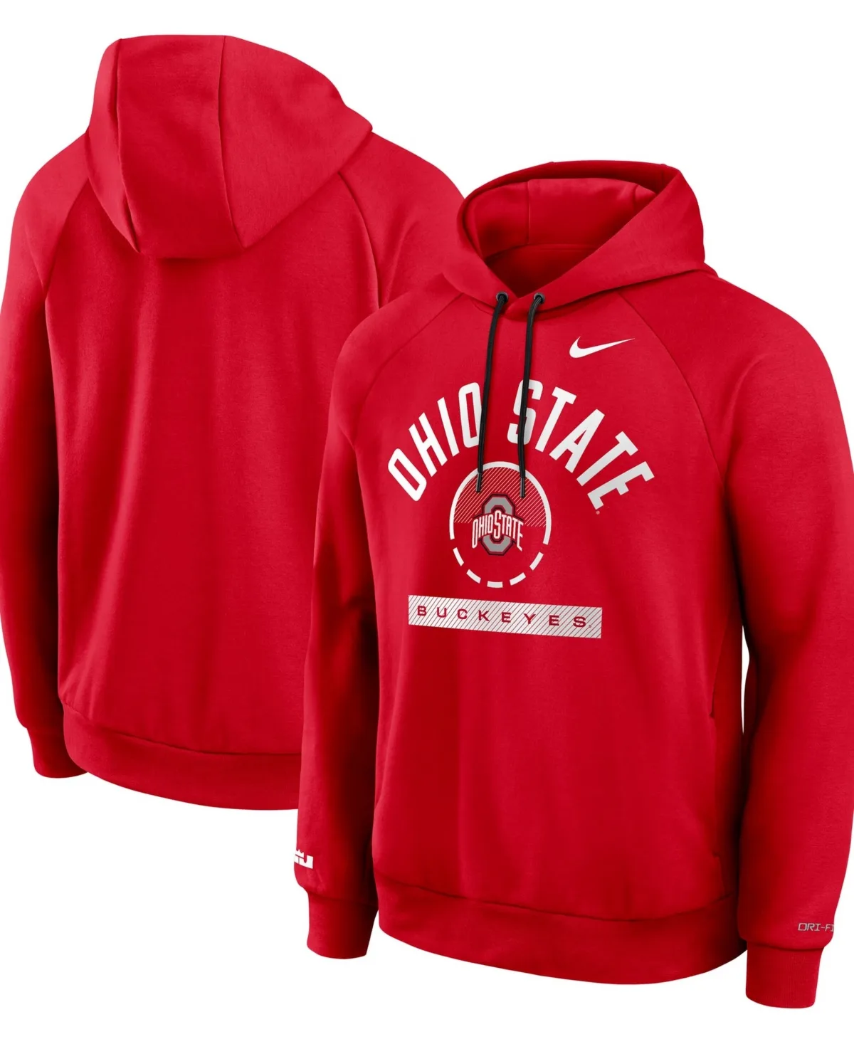 Ohio State Buckeyes Courtside Practice Dri-Fit Raglan Fleece Hoodie
