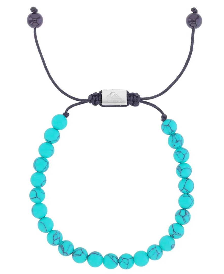 Platinum-Plated Steel Turquoise Onyx Adjustable Bracelet by Quiksilver