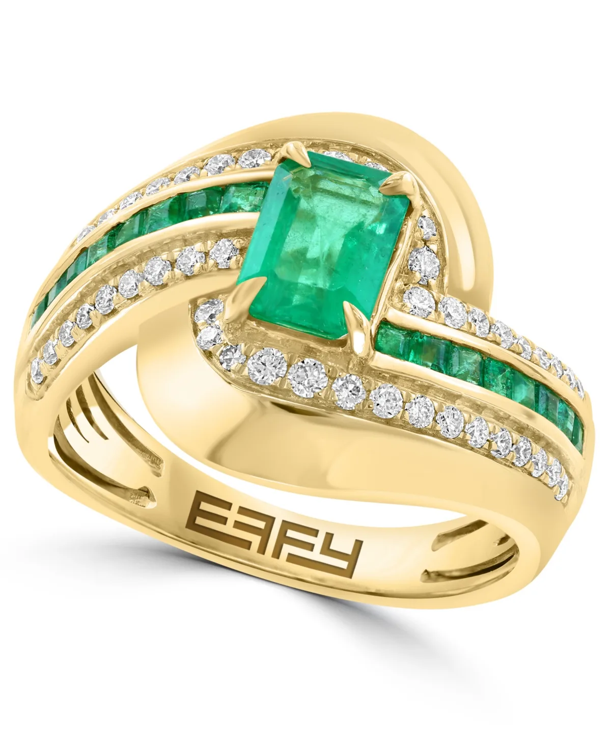 Oval Emerald & Diamond Ring (1-1/2 ct. t.w. Emerald, 1/3 ct. t.w. Diamond) in 14k Yellow Gold by Effy Collection