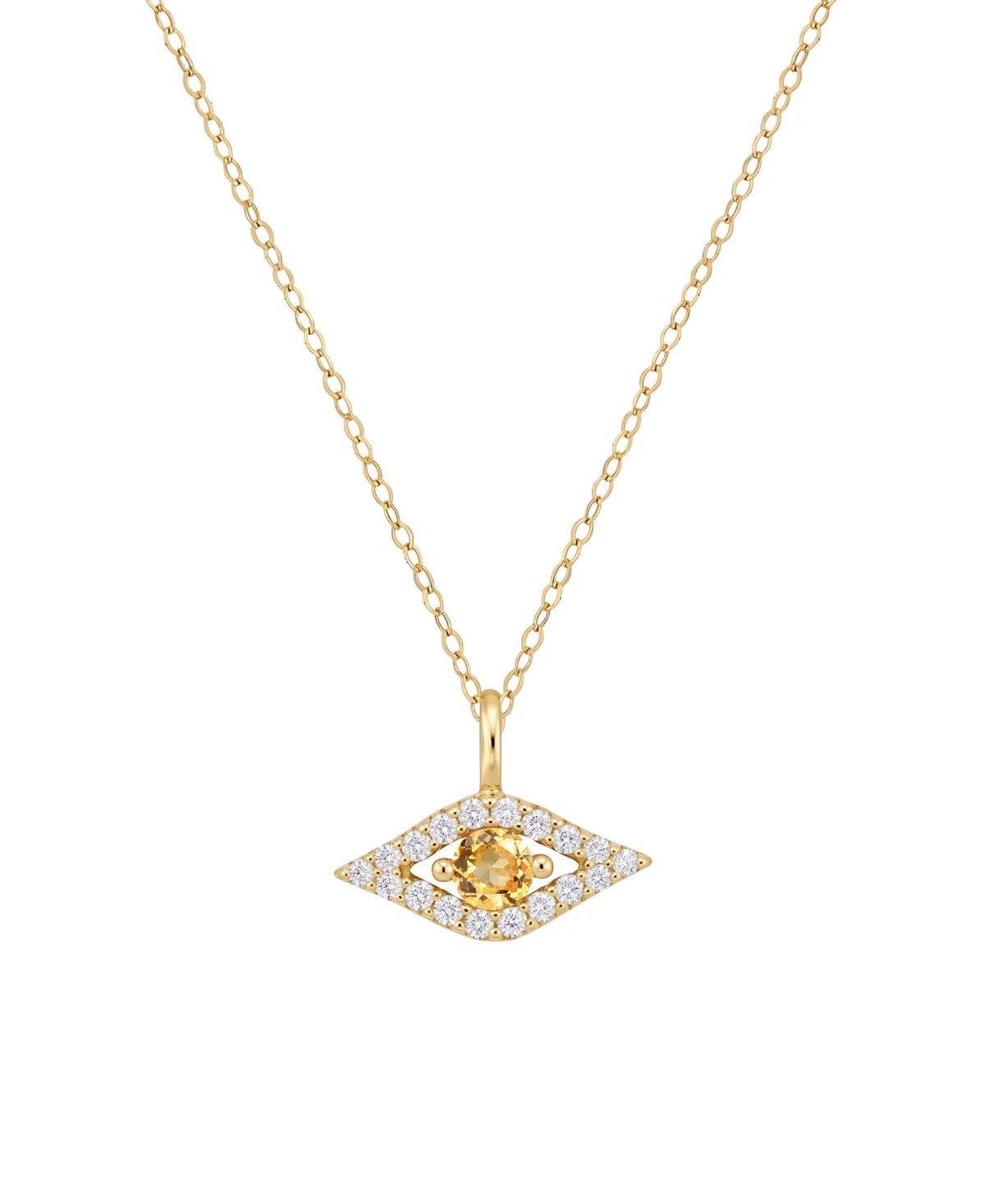 Citrine & Diamond Evil Eye Pendant (1/10 ct. t.w.) in 14k Yellow Gold by Macy's
