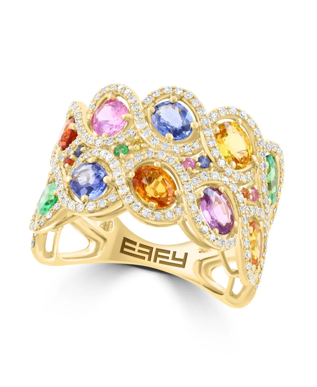 Sapphire and Diamond Ring (3-7/8 ct. t.w. Sapphire, 5/8 ct. t.w. Diamond) in 14k Yellow Gold by Effy Collection