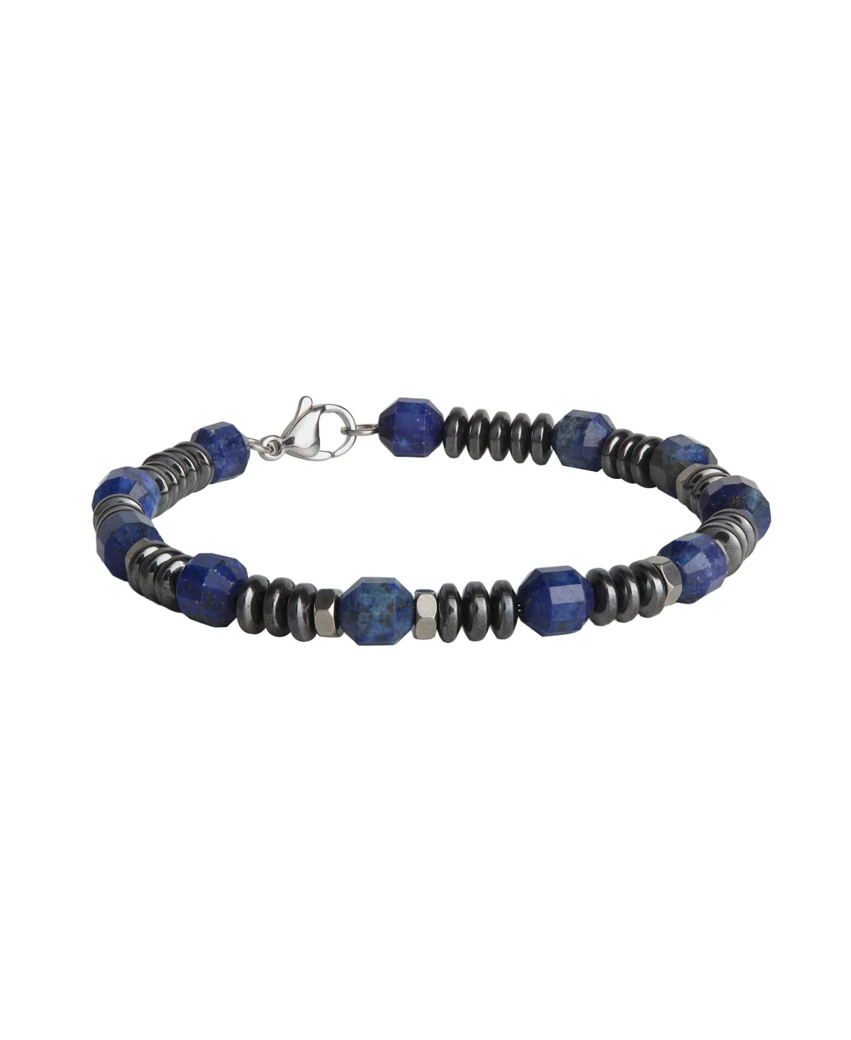 Lapis and Hematite Stainless Steel Lobster Clasp Bracelet by Lucky Brand
