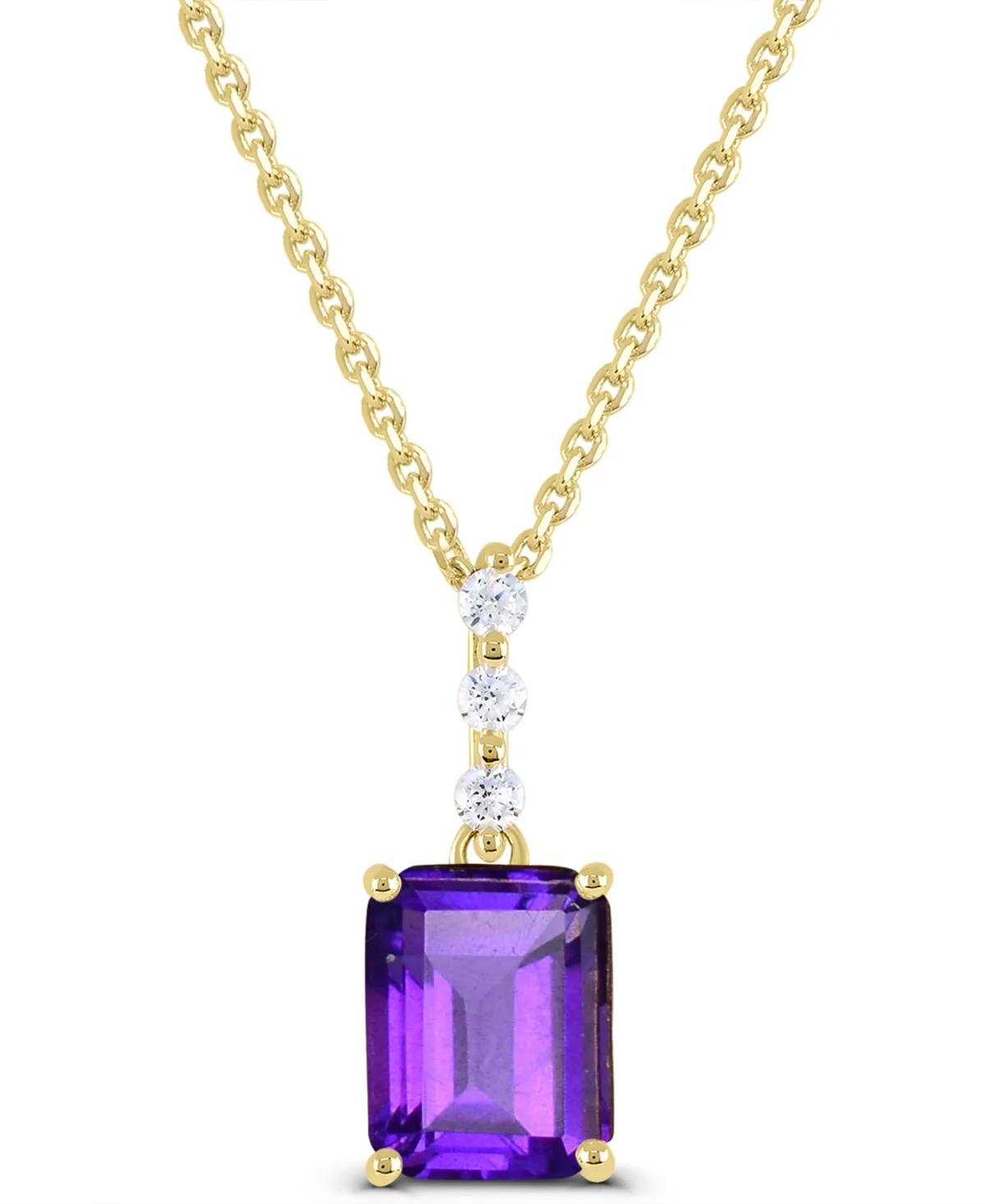 Amethyst (1-1/5 ct. t.w.) and White Topaz (1/20 ct. t.w.) Pendant Necklace in 14k Gold-Plated Sterling Silver by Macy's