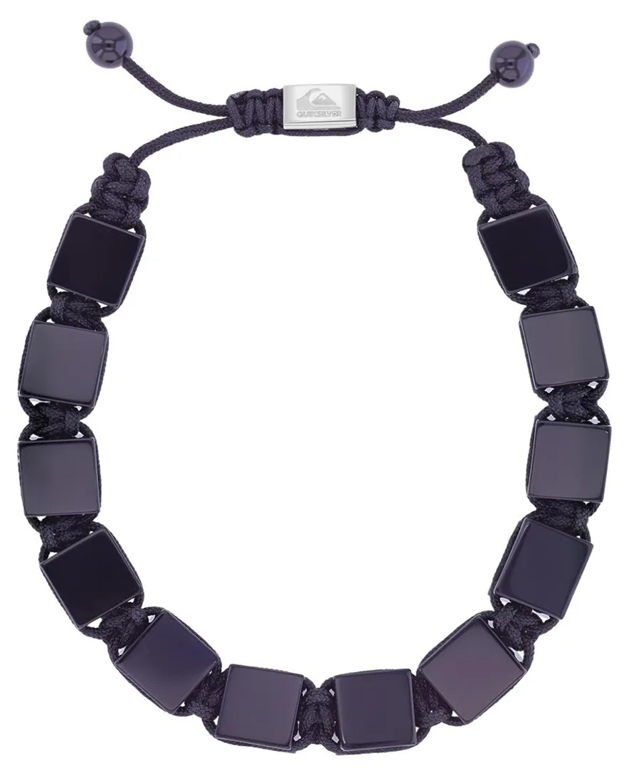 Platinum-Plated Steel Onyx Adjustable Bracelet by Quiksilver
