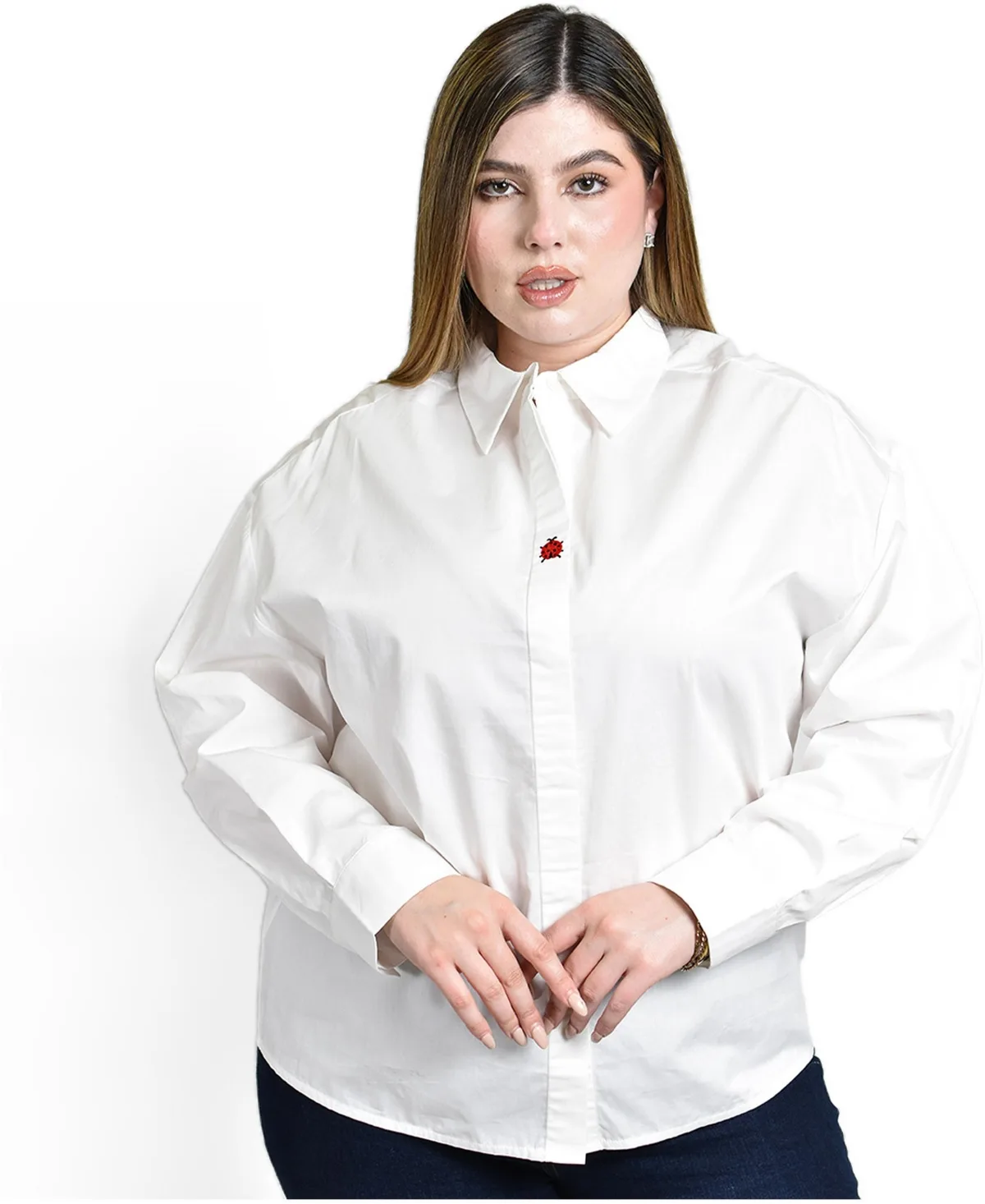 Long Sleeve Embroidered Shirt by Roman Fashion