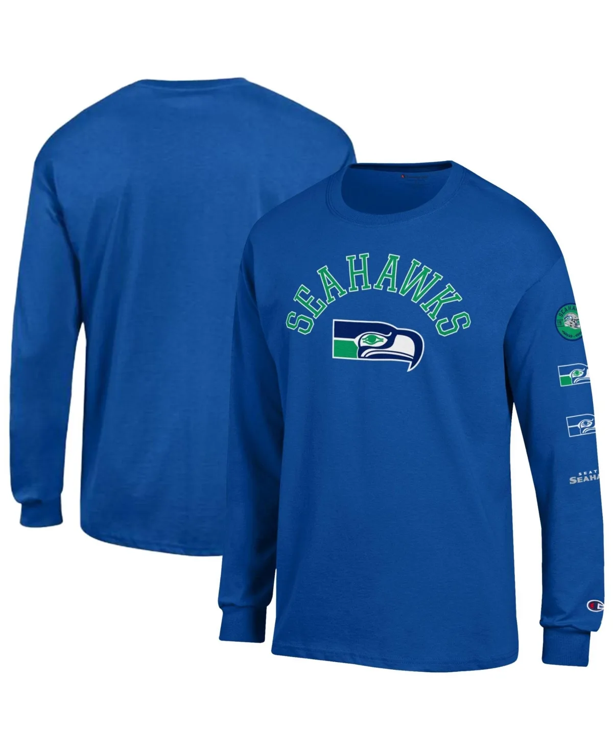 Seattle Seahawks Long-Sleeve Crewneck Jersey T-Shirt by Champion