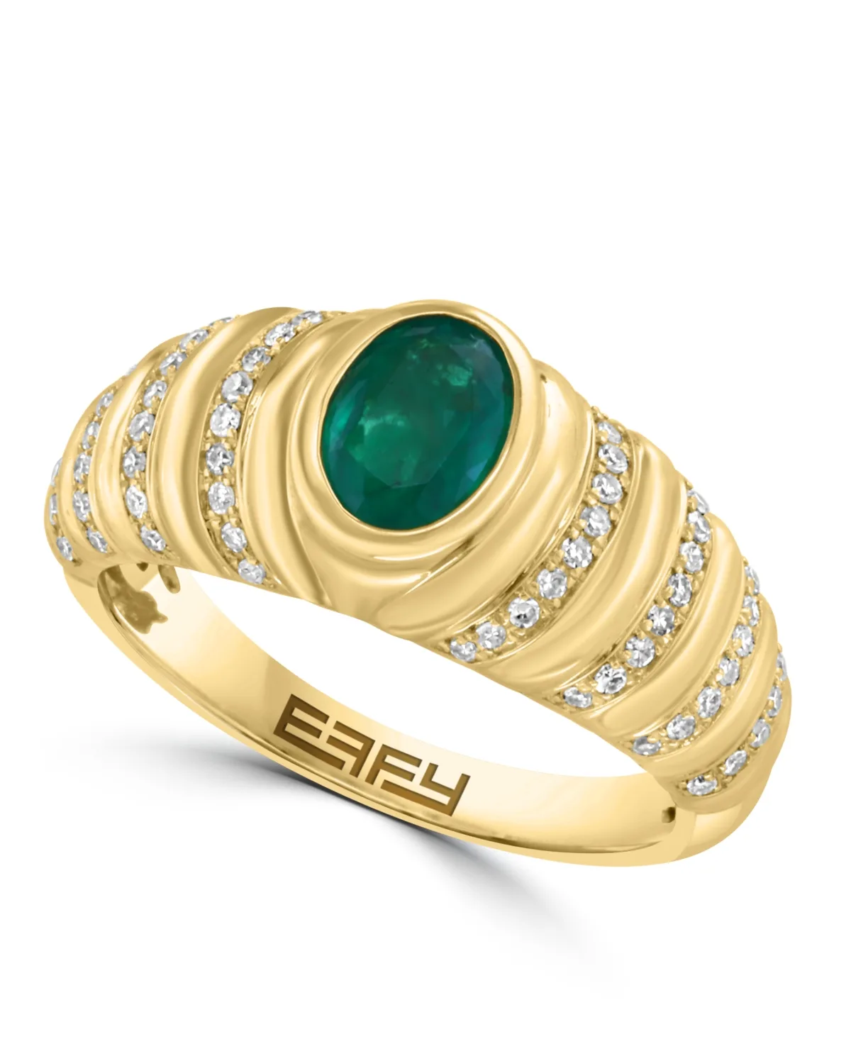 Emerald and Diamond Ring (1/4 ct. t.w. Diamond, 3/4 ct. t.w. Emerald) in 14K Yellow Gold by Effy Collection
