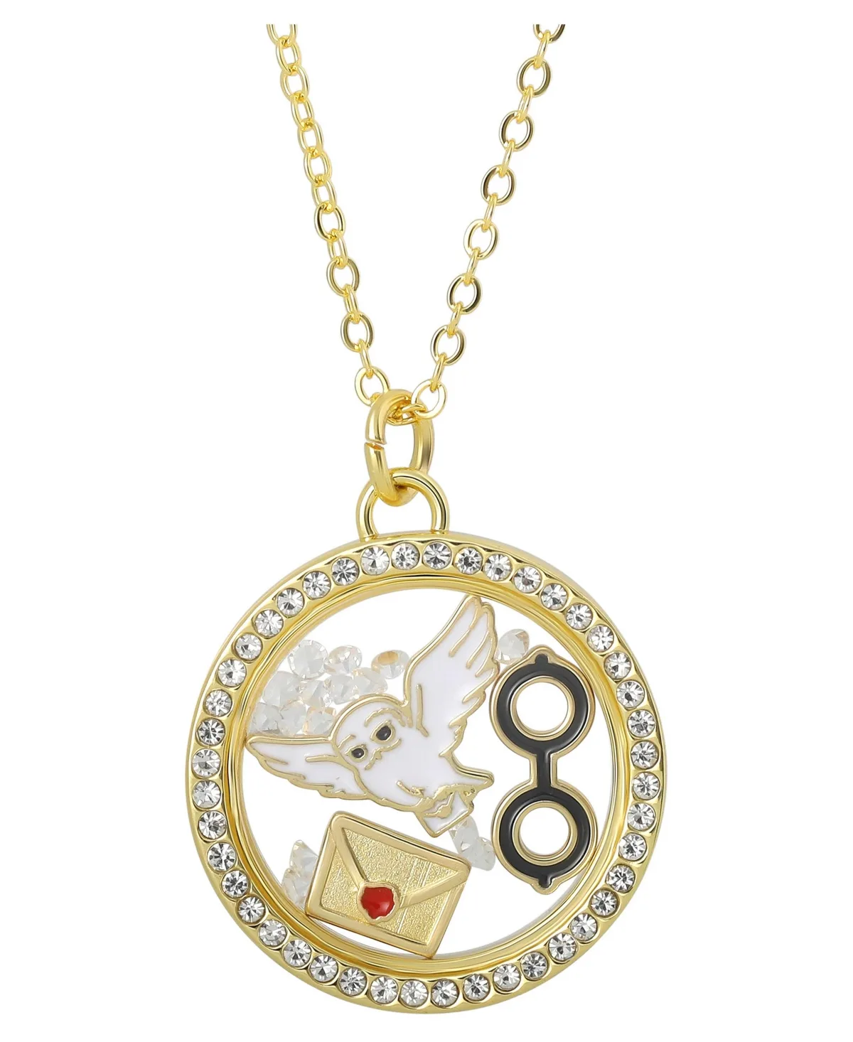 Harry Potter Envelope and Hedwig Owl Shaker Pendant Necklace with Crystals - 18+1" by Harry Potter
