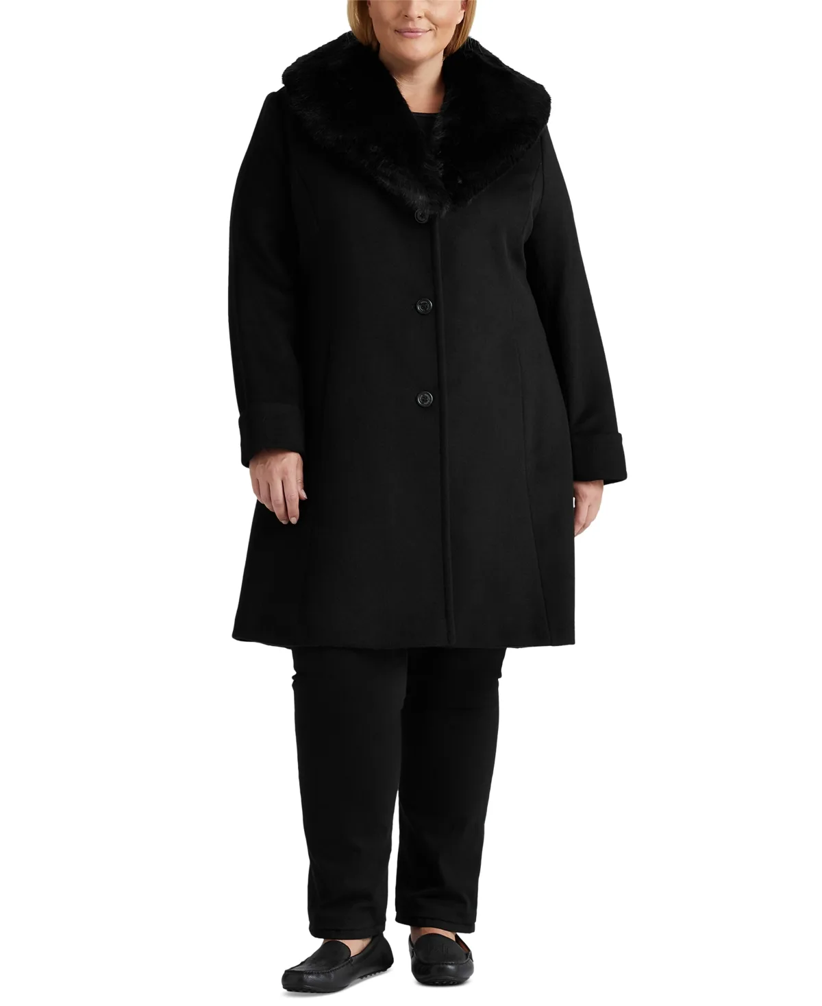Lauren Ralph Lauren Faux-Fur-Collar Coat