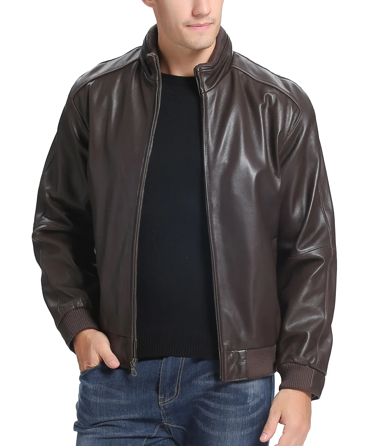 City Leather Bomber Jacket by Bgsd