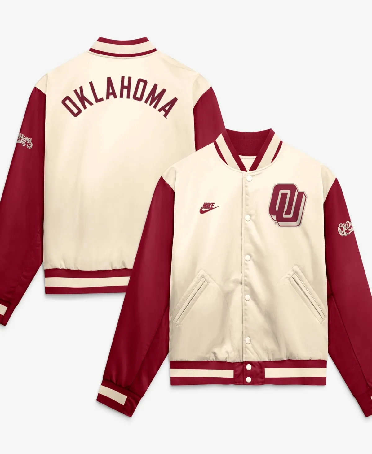 Oklahoma Sooners Legacy Full-Snap Bomber Jacket by Nike