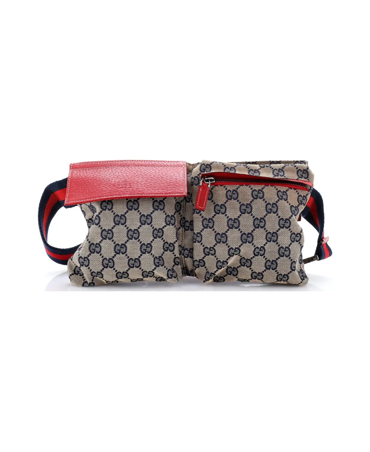 Pre-Owned Gucci Vintage Double GG Canvas with Leather Adjustable Belt Bag by Gucci