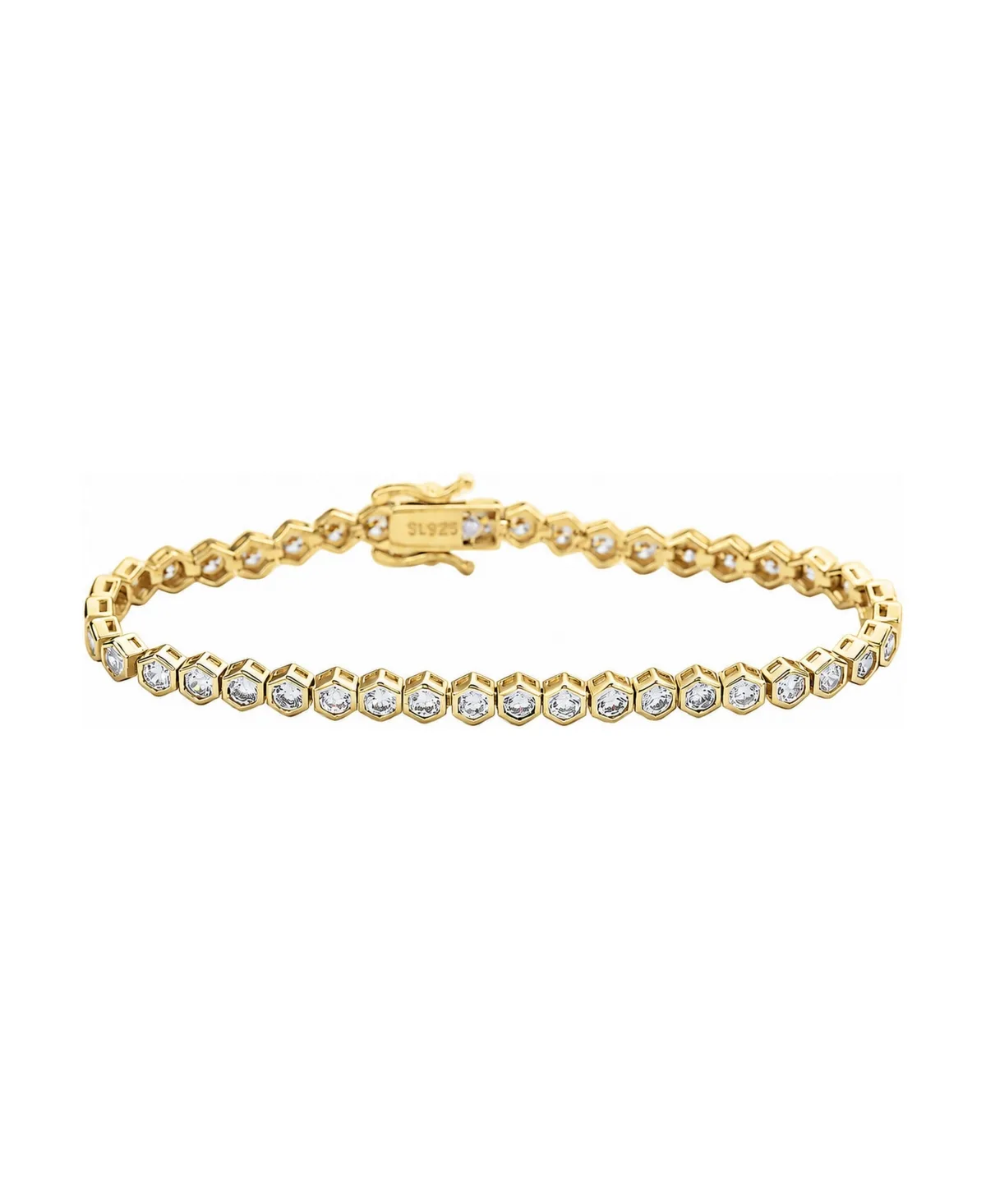 Cubic Zirconia Gold-Tone Hexagon Tennis Bracelet by Suzy Levian New York