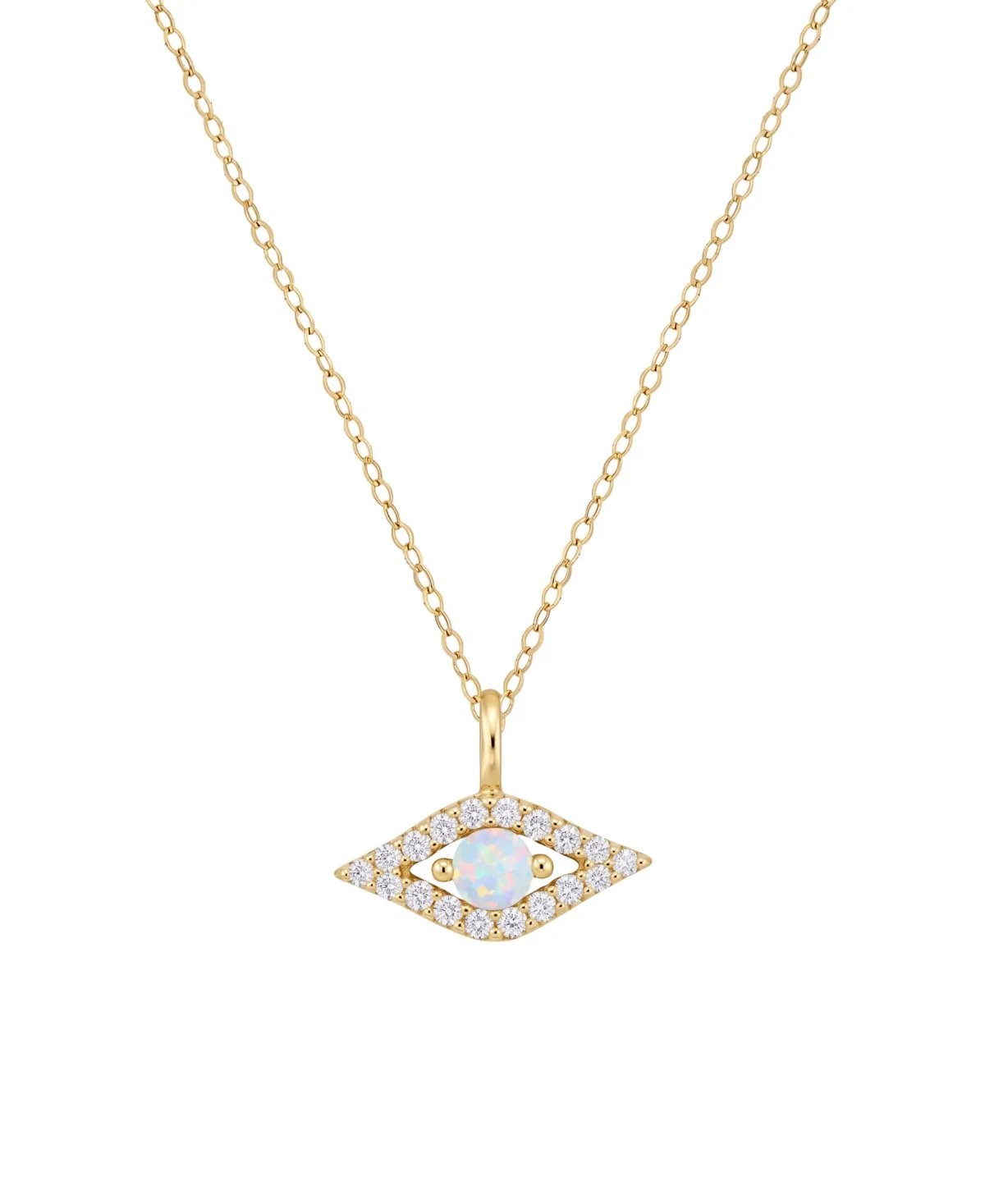 Opal & Diamond Evil Eye Pendant (1/10 ct. t.w.) in 14k Gold by Macy's