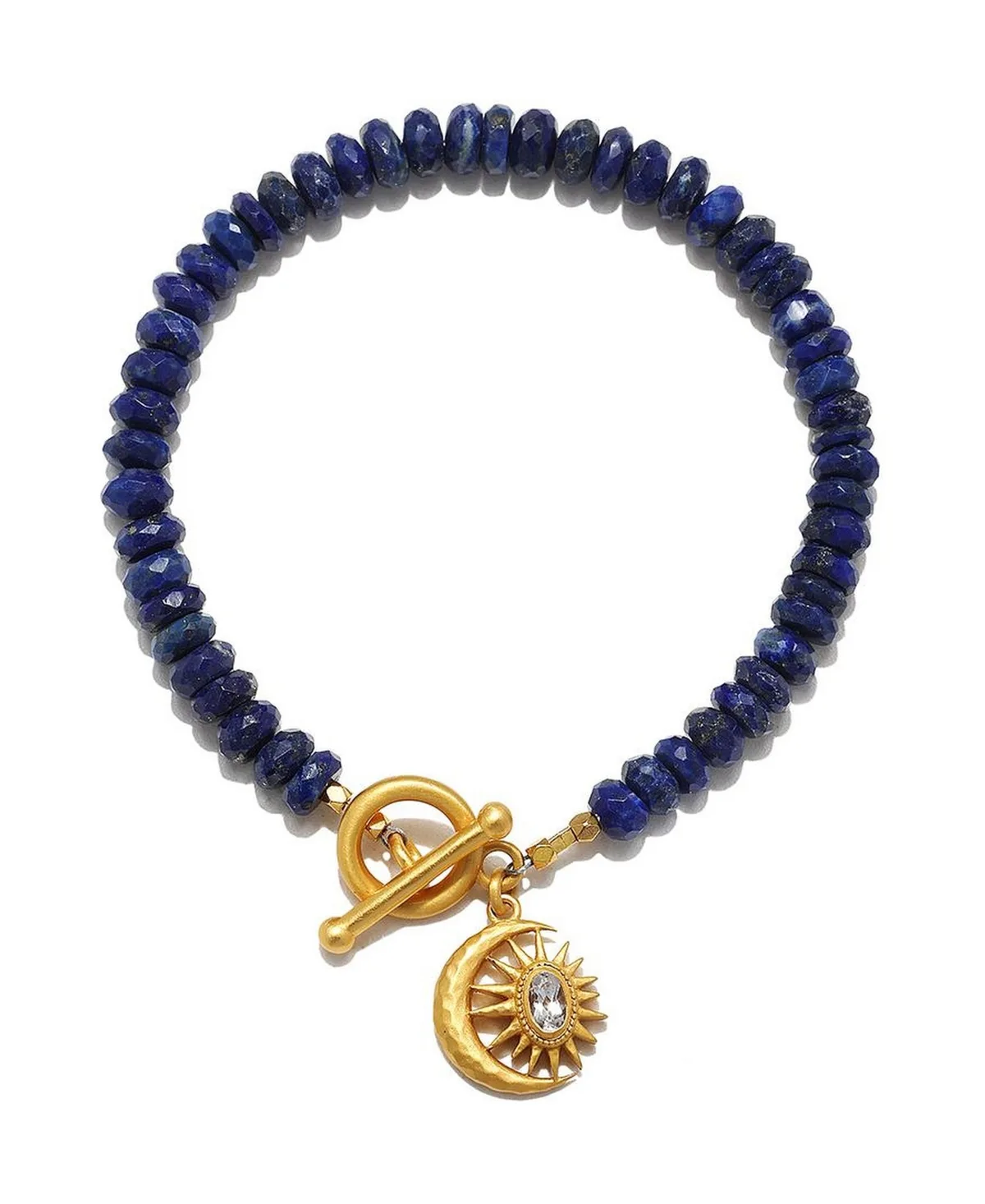Trust Your Light Celestial Lapis Beaded Toggle Bracelet in 18K Gold Plated by Satya Jewelry