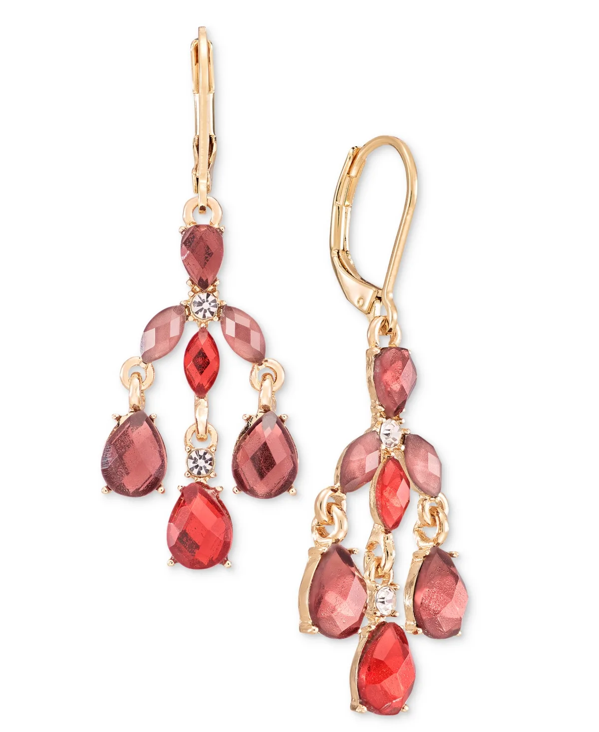 Crystal Gold-Tone Cluster Chandelier Earrings