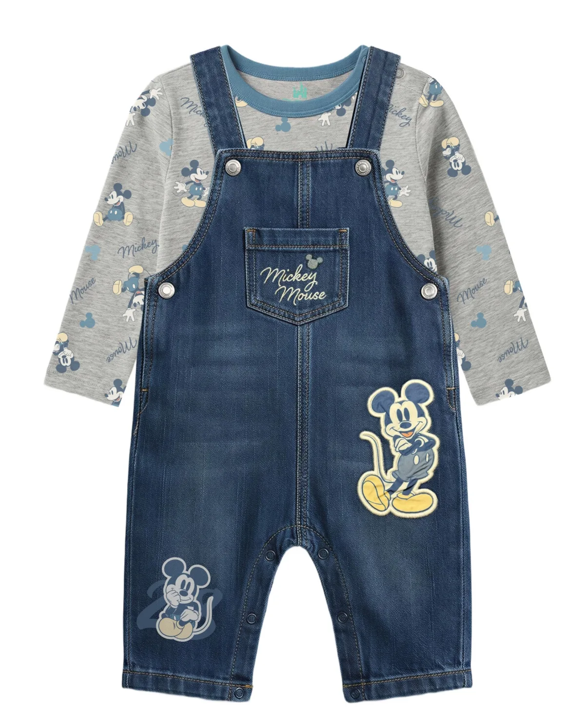 Mickey Mouse Denim Long-Sleeve Top and Overalls, 2-Piece Set by Disney