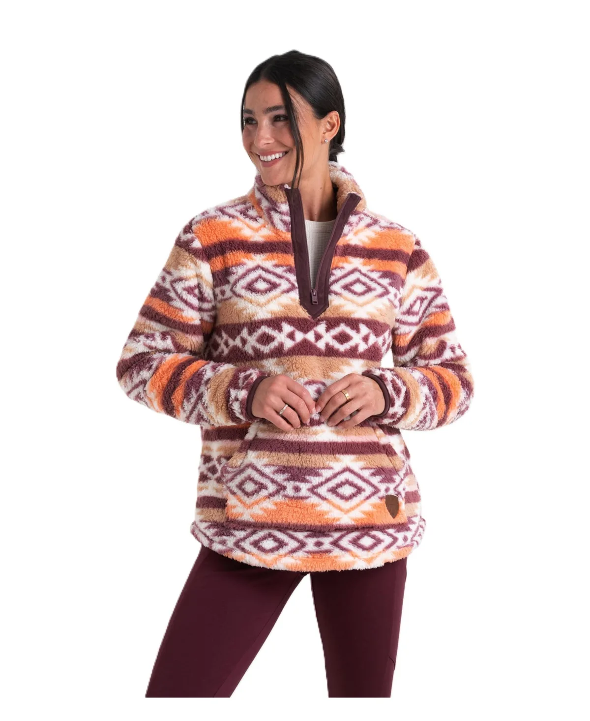 Fuzzy Hide Fleece Quarter-Zip Mock-Neck Pullover