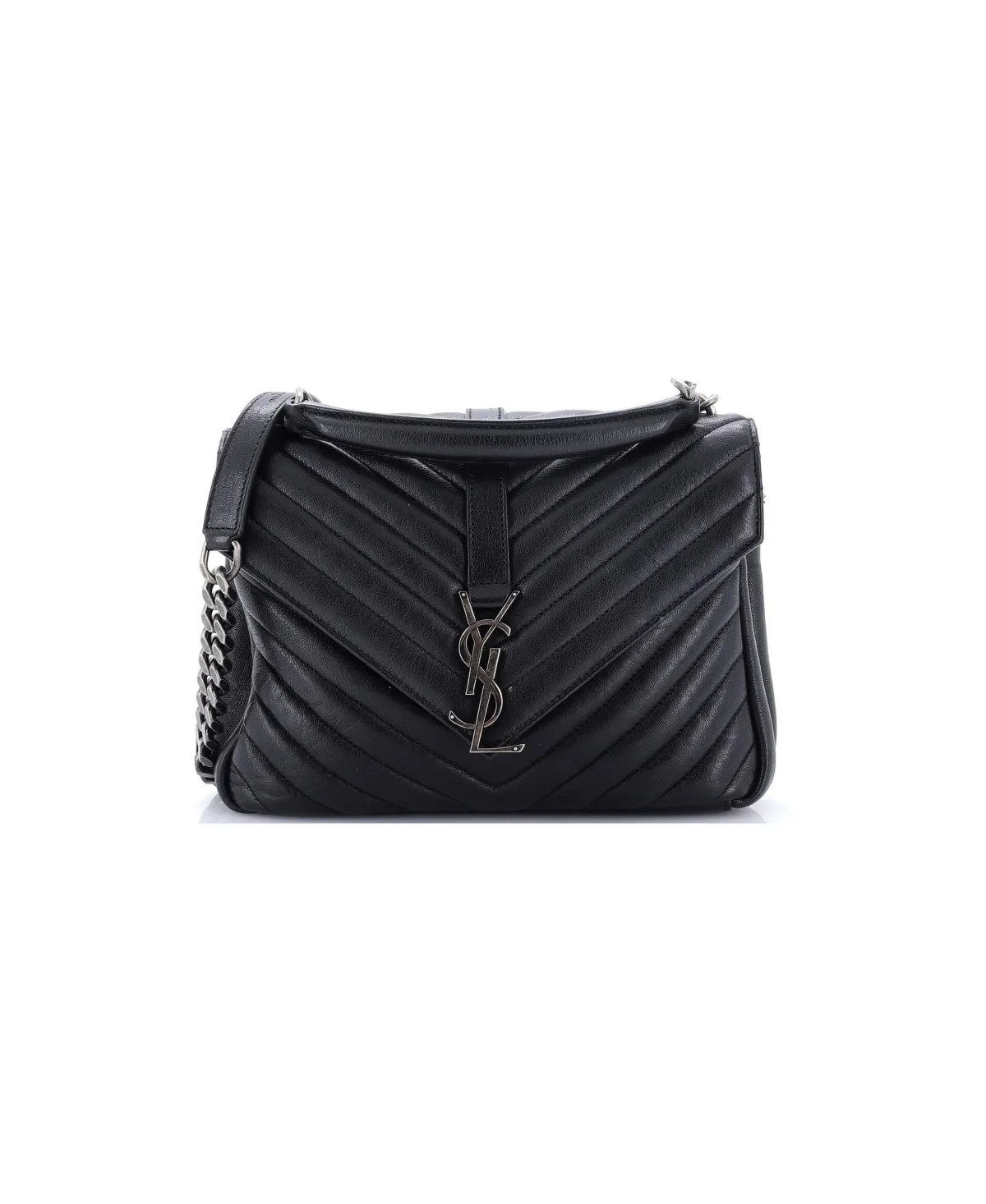 Pre-Owned Medium Classic Monogram College Bag Matelasse Chevron Leather by Saint Laurent