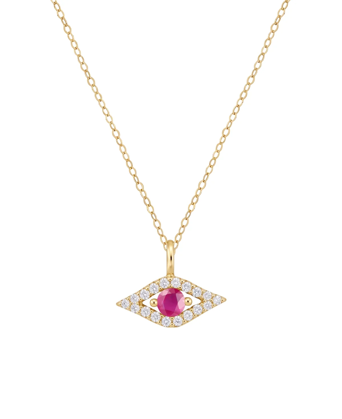 Ruby and Diamond Evil Eye Pendant (1/6 ct. t.w. Ruby, 1/10 ct. t.w. Diamond) in 14k Gold by Macy's