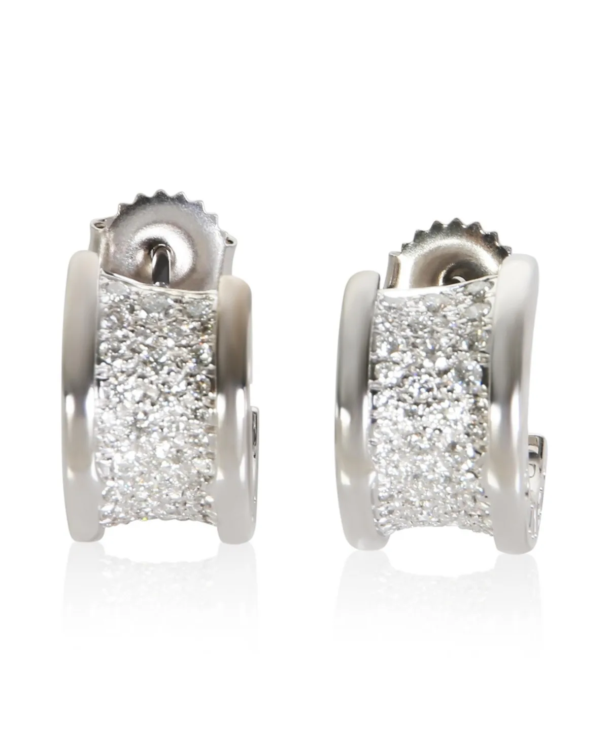Pre-Owned Bvlgari White Gold Diamond B.zero1 Hoop Earrings by BVLGARI