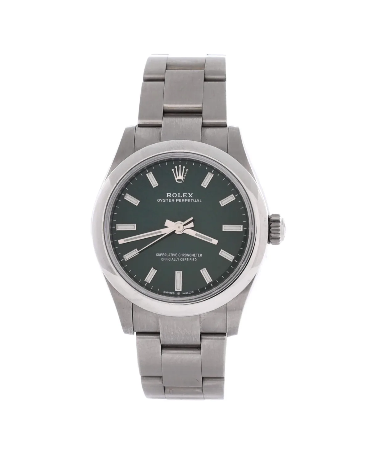 Pre-Owned Automatic Oyster Perpetual Green-Dial Stainless Steel Watch, 31mm by Pre Owned Rolex