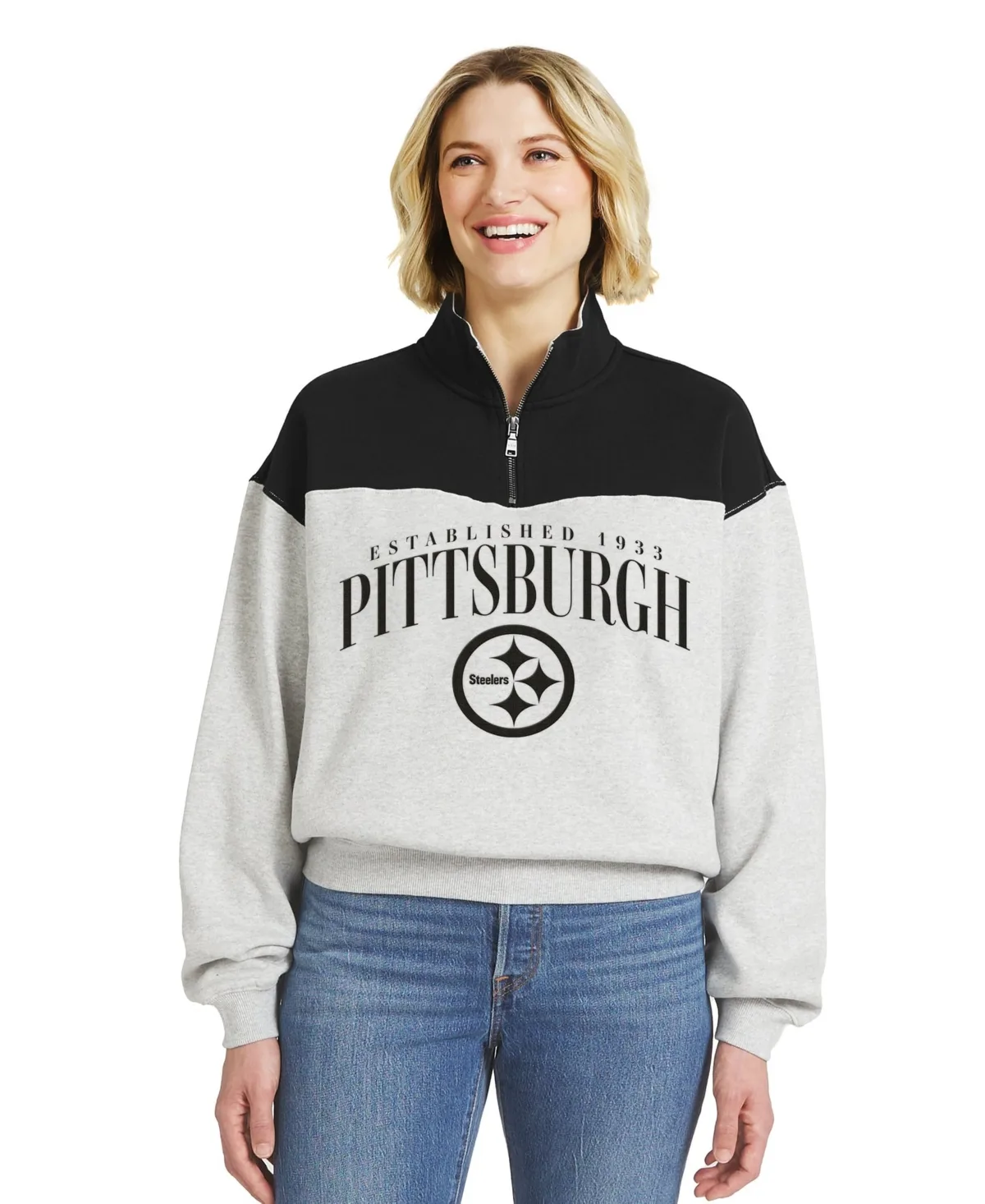 Pittsburgh Steelers Color Block Half-Zip Pullover by Wear by Erin Andrews