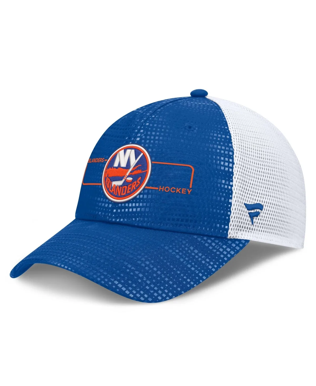 New York Islanders Authentic Pro Rink Boxed Logo Trucker Hat by Fanatics