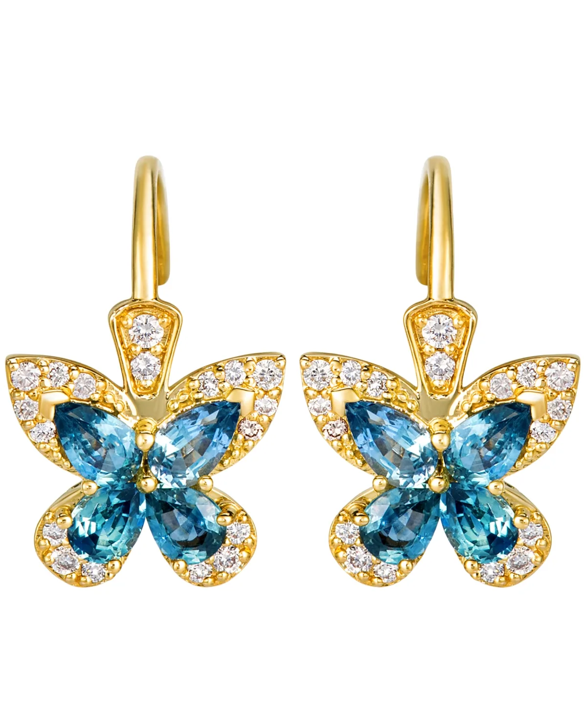 Pear-Shaped Diamond Sapphire Earrings (1/4 ct. t.w.) in 14k Yellow Gold by Le Vian