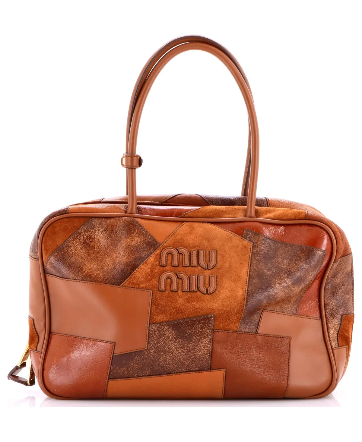Pre-Owned Large Beau Top Handle Bag Patchwork Leather by Miu Miu