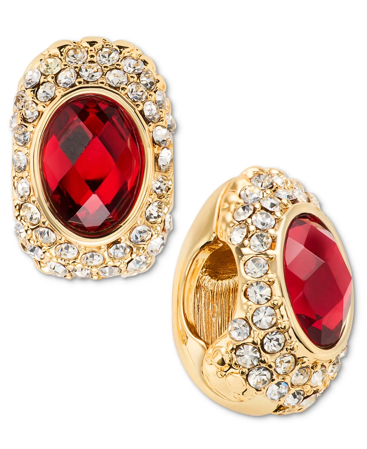 Gold-Tone Crystal 17MM Magnetic Clip Earrings by Anne Klein