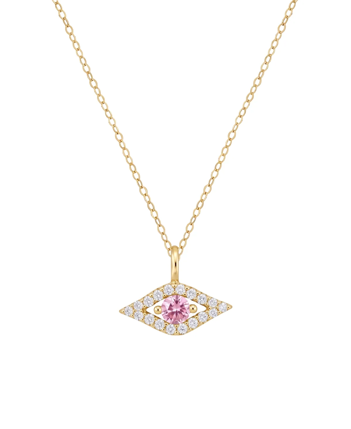 Pink Sapphire and Diamond Evil Eye Pendant (1/6 ct. t.w. and 1/10 ct. t.w.) in 14k Gold by Macy's