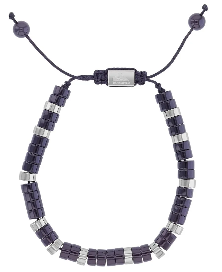 Platinum-Plated Steel Onyx Adjustable Slider Bracelet by Quiksilver