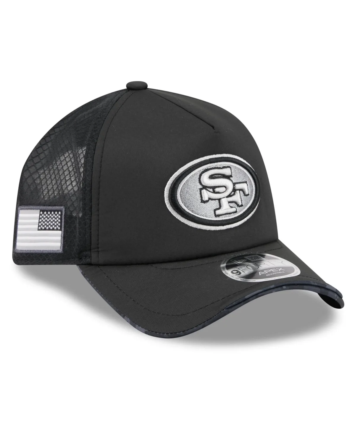 San Francisco 49ers 2026 Salute to Service Apex 9FORTY Adjustable Trucker Hat by New Era