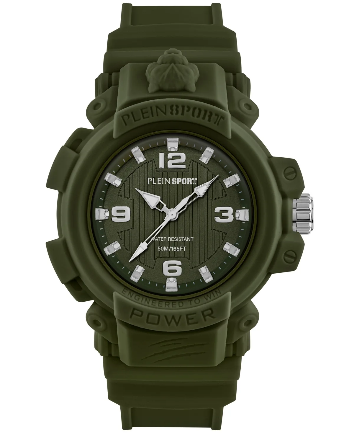 New Combat Quartz Round Green Silicone Case Watch 44mm by Plein Sport