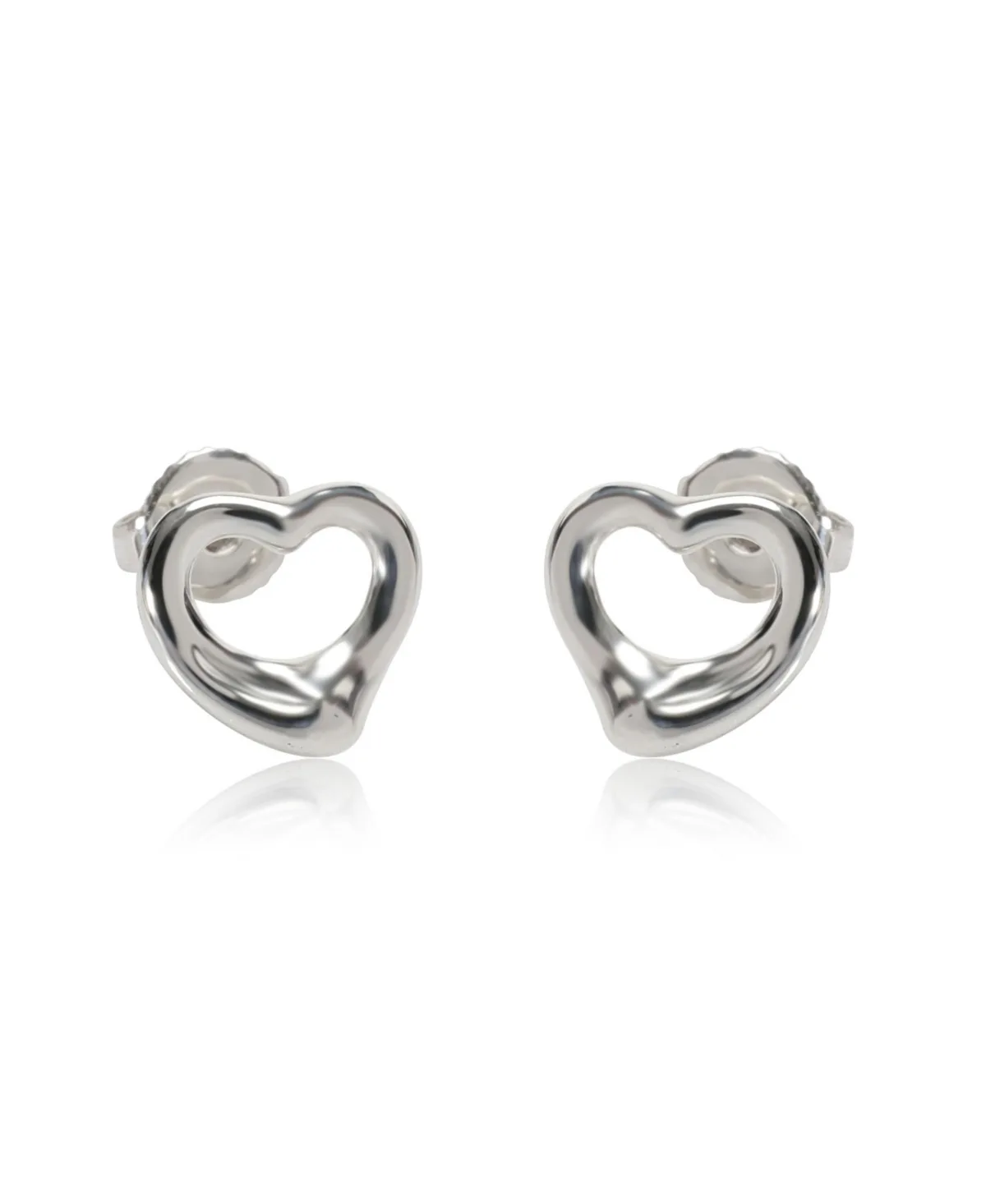 Pre-Owned Sterling Silver Elsa Peretti Open Heart Earrings by Tiffany & Co.