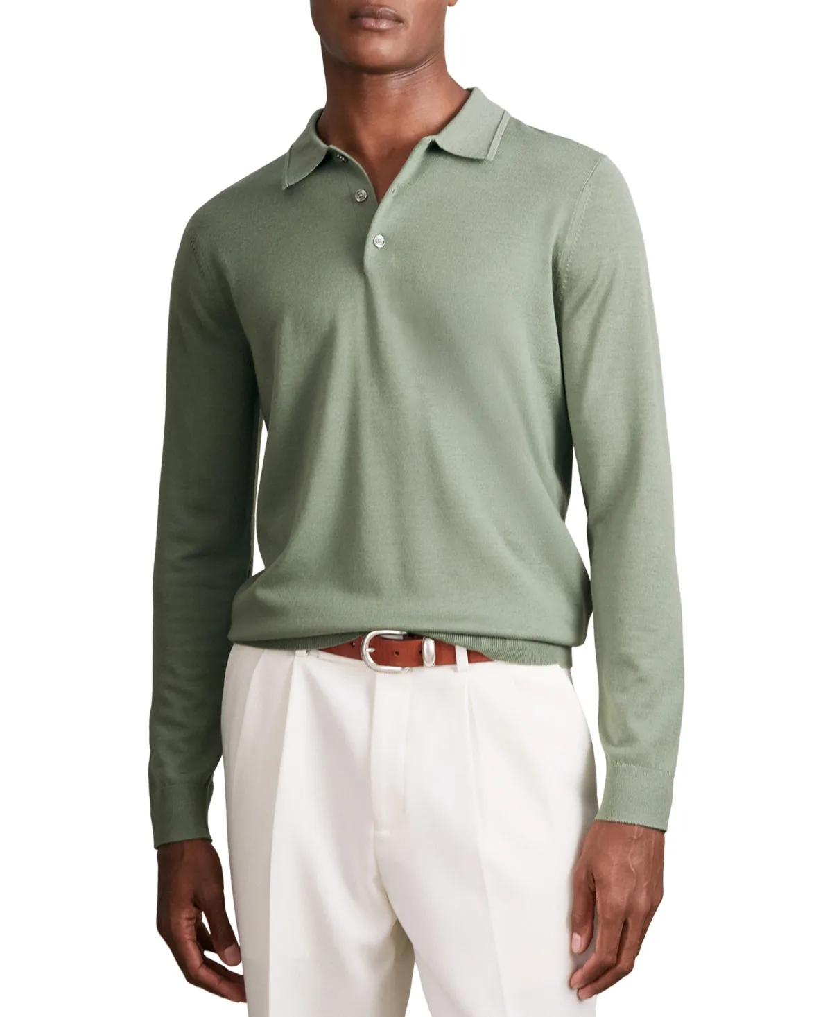 Trafford Merino Wool Slim-Fit Long-Sleeve Polo Shirt by Reiss