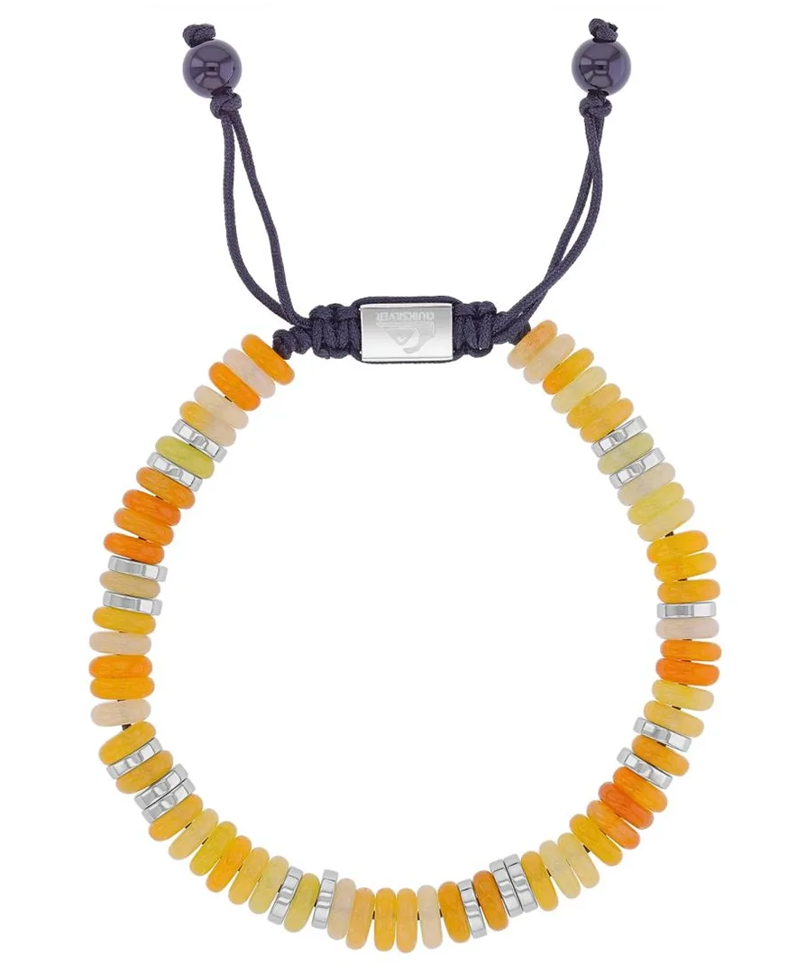 Platinum-Plated Steel Slider Onyx Red Tiger Eye Adjustable Bracelet by Quiksilver