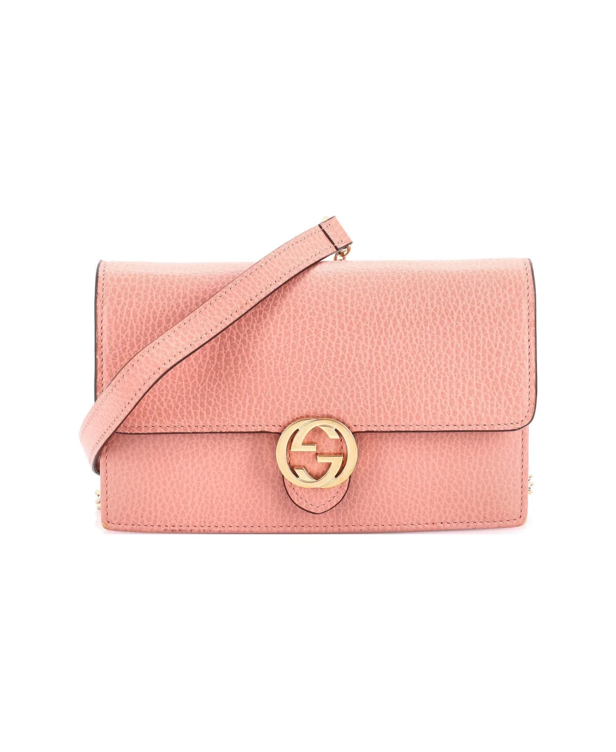 Pre-Owned Gucci Interlocking Wallet on Chain Leather by Gucci