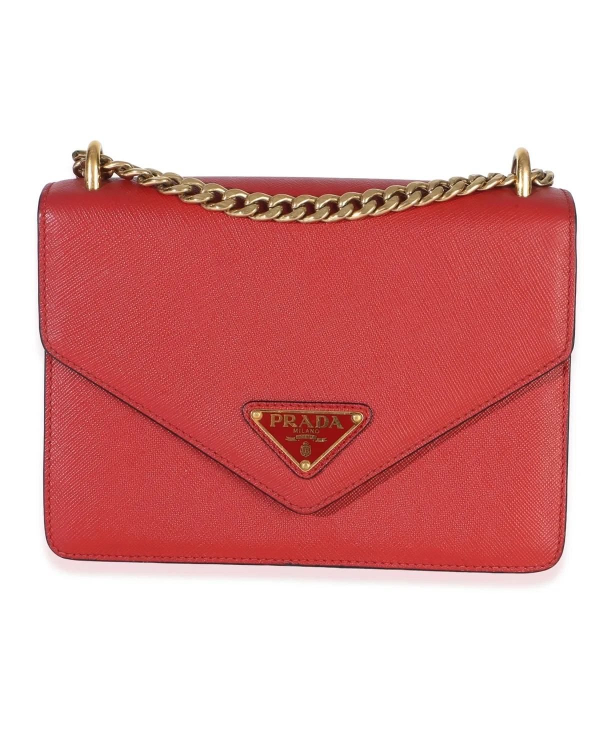 Pre-Owned Prada Saffiano Envelope Flap Chain Shoulder Bag