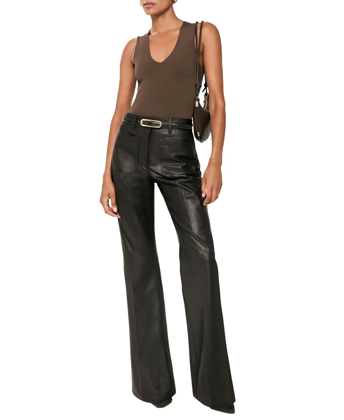 Leather High-Rise Flared Pants by Reiss